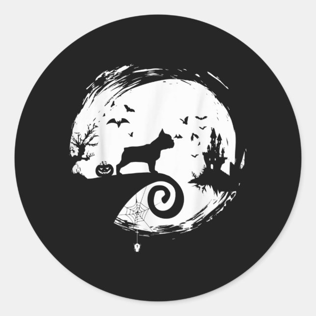 French Bulldog Halloween Costume Moon Gift Classic Round Sticker (Front)