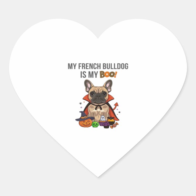 French Bulldog Halloween Costume  My French Bulldo Heart Sticker (Front)