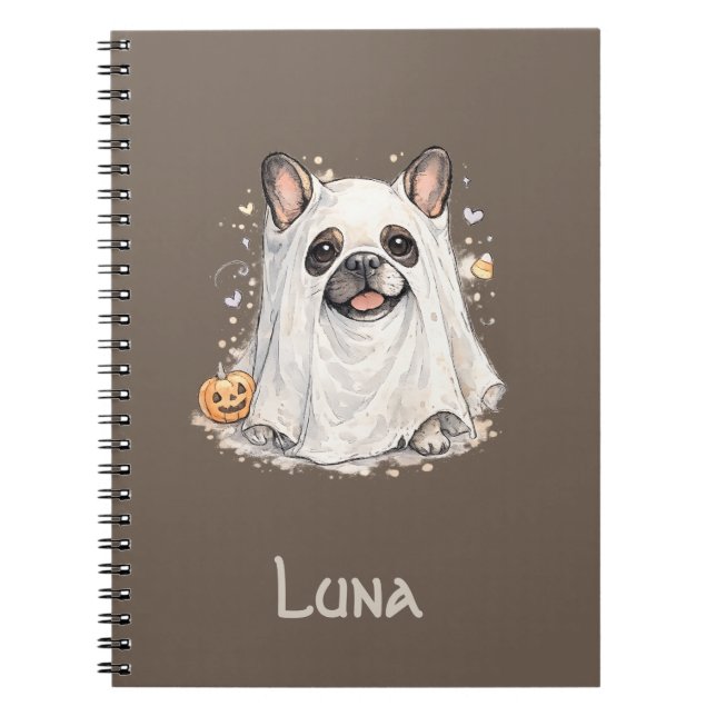 French Bulldog Halloween Cute Ghost Notebook (Front)