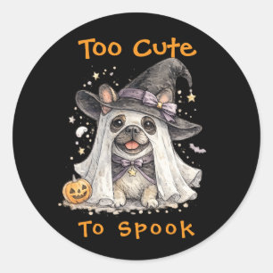 French Bulldog Halloween Cute Witch Classic Round Sticker
