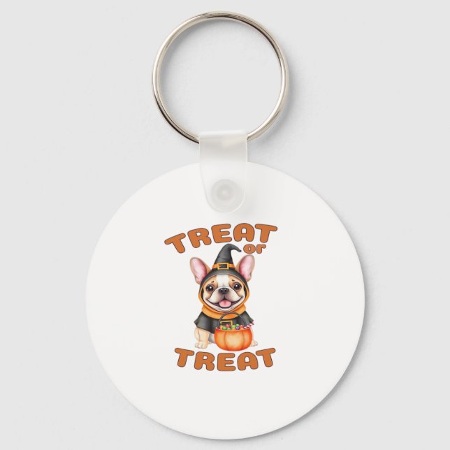 French Bulldog Halloween Dog Costume �Treat or Tre Keychain (Front)