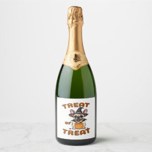 French Bulldog Halloween Dog Costume �Treat or Tre Sparkling Wine Label
