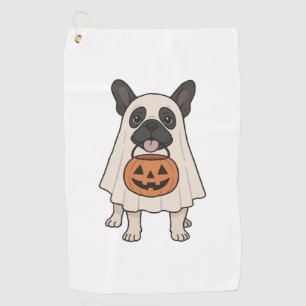 French Bulldog Halloween Dog Ghost Golf Towel