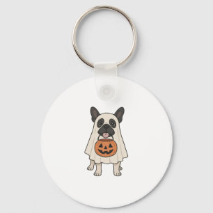 French Bulldog Halloween Dog Ghost Keychain