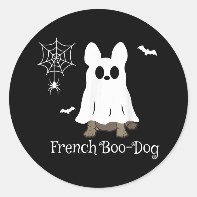 French Bulldog Halloween French Boo-Dog Dog Gift Classic Round Sticker (Front)