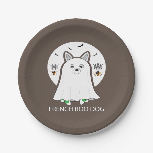 French Bulldog Halloween French Boo Dog Gift Paper Plate (Front)