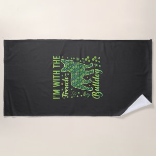 French Bulldog Halloween Macaron Eiffel Tower_1 Beach Towel