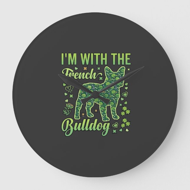 French Bulldog Halloween Macaron Eiffel Tower_1 Large Clock (Front)