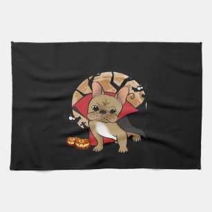 French Bulldog Halloween Pumpkin Frenchie Witch Kitchen Towel