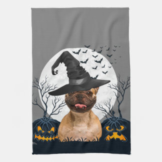 French Bulldog Halloween Pumpkin Patch Kitchen Towel