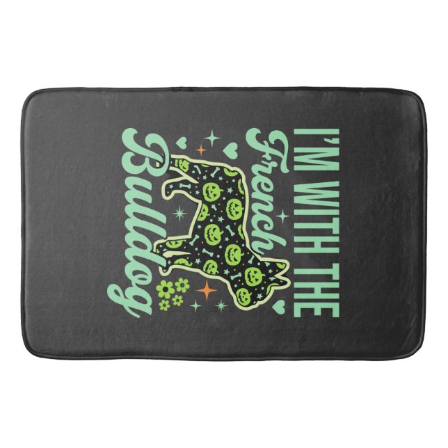 French Bulldog Halloween Pumpkin Pattern Design Bath Mat (Front)