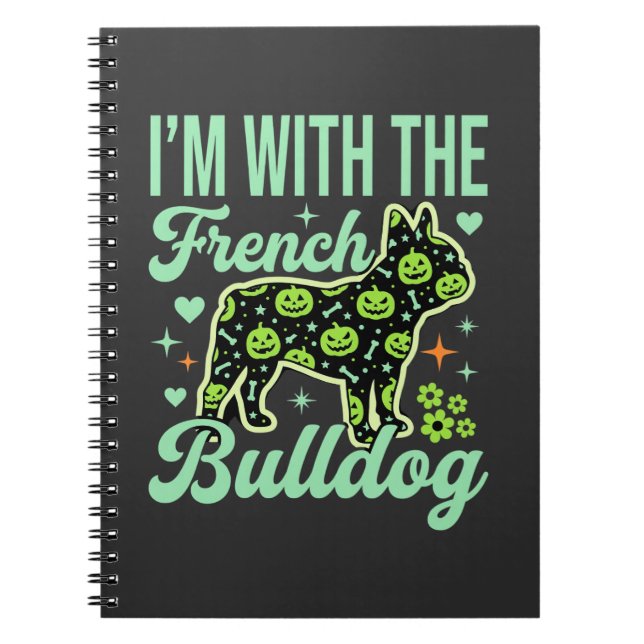 French Bulldog Halloween Pumpkin Pattern Design Notebook (Front)