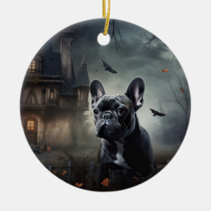 French Bulldog Halloween Scary Ceramic Ornament