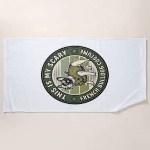 French Bulldog Halloween Scary Costume Beach Towel