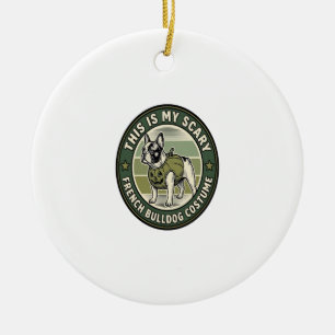 French Bulldog Halloween Scary Costume Ceramic Ornament