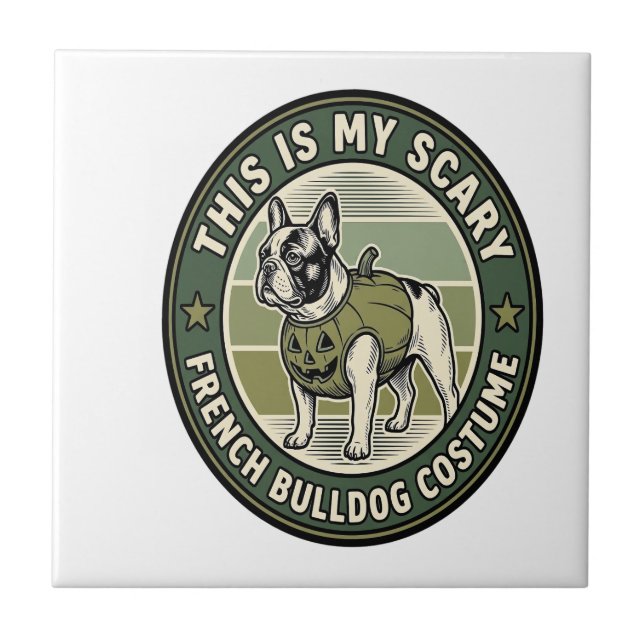 French Bulldog Halloween Scary Costume Tile (Front)