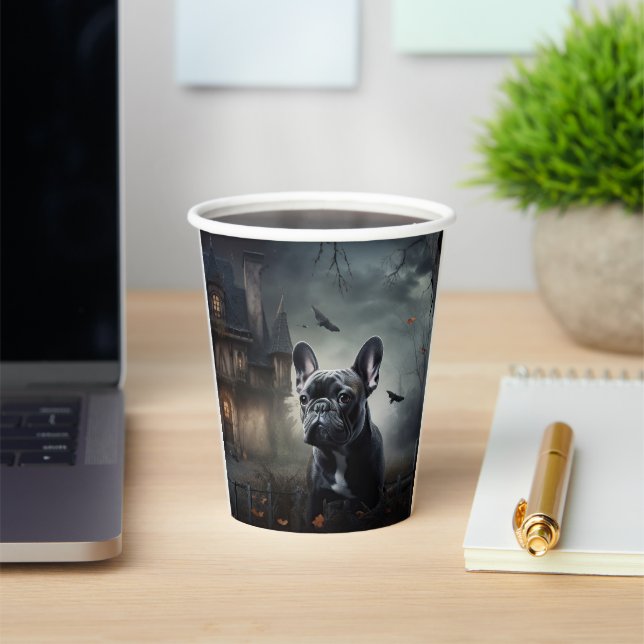 French Bulldog Halloween Scary Paper Cups (Insitu)