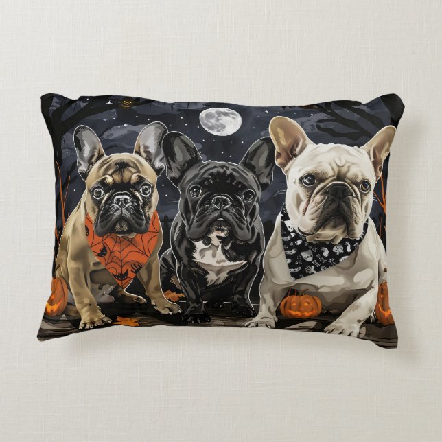 French Bulldog Halloween Spooky Accent Pillow (Back)