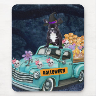 French Bulldog Halloween Truck Scary Night Mouse Pad