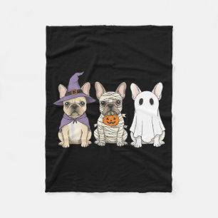 French Bulldog Halloween Witch Mummy Ghost Fleece Blanket