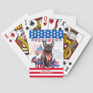 French Bulldog Happy 4Th Of July America Patriotic Playing Cards