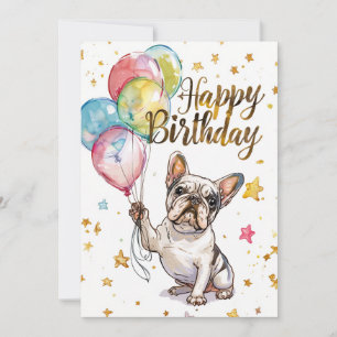 French Bulldog Happy Birthday Holiday Card