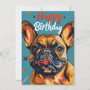 French Bulldog Happy Birthday Holiday Card