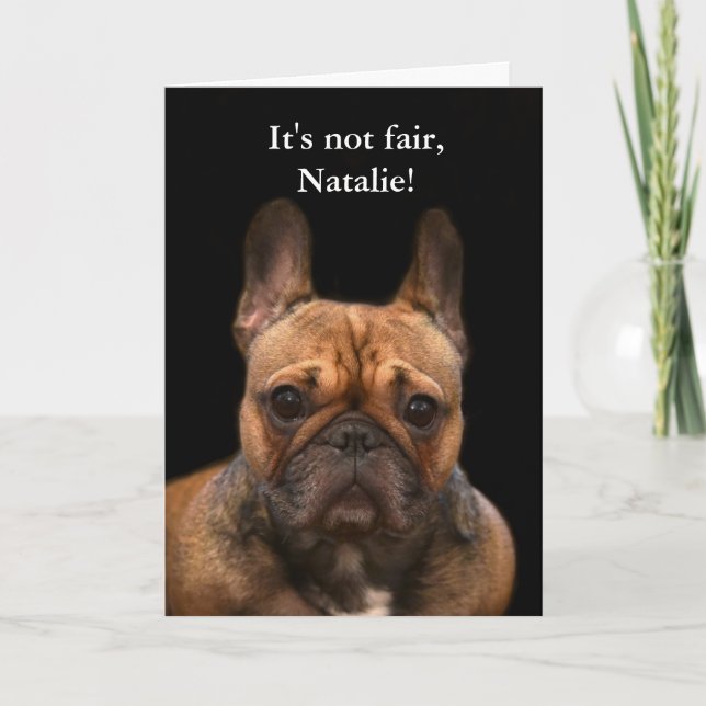 French Bulldog Happy Birthday Humour Card (Front)