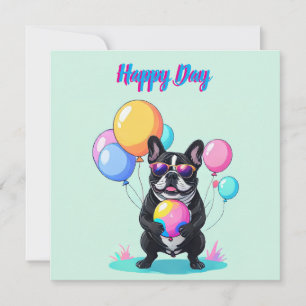French Bulldog Happy Day Französische Bulldogge Thank You Card