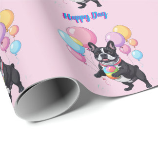 French Bulldog Happy Day Französische Bulldogge  Wrapping Paper