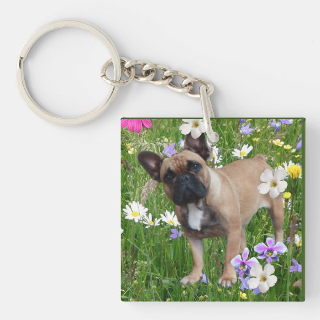 French Bulldog Happy Day French Bulldog Keychain (Front)