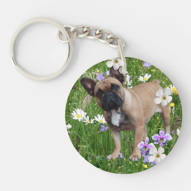 French Bulldog Happy Day French Bulldog Keychain (Front)
