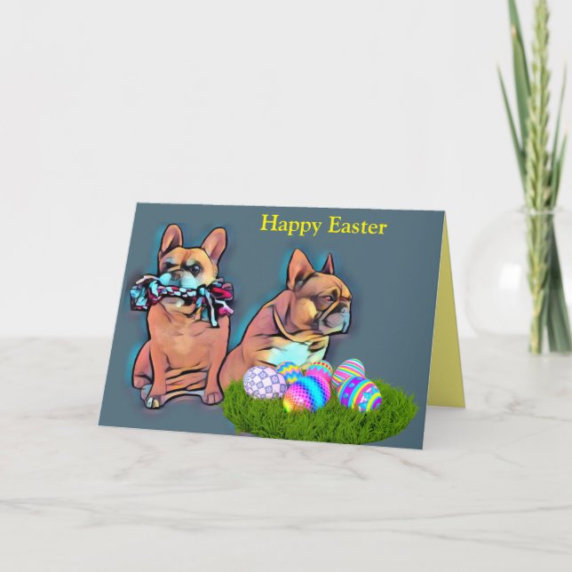 French Bulldog Happy Easter French Bulldog Holiday Card (Front)