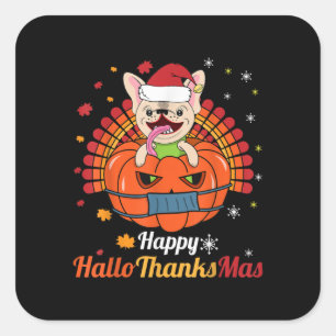 French Bulldog Happy HalloThanksMas 2020 Cute Dog Square Sticker