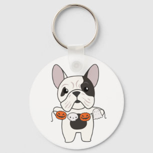 French Bulldog Happy Halloween Dog Costume Keychai Keychain
