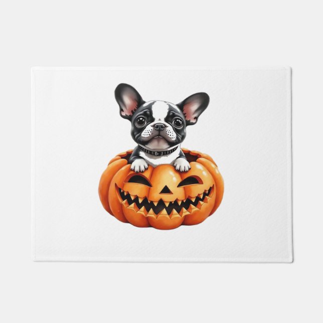 French Bulldog Happy Halloween pumpkin Classic T-S Doormat (Front)