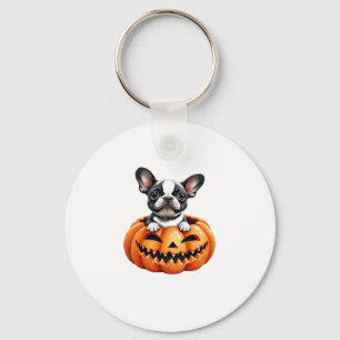 French Bulldog Happy Halloween pumpkin Classic T-S Keychain
