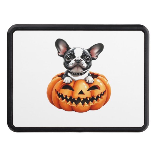 French Bulldog Happy Halloween pumpkin Classic T-S Trailer Hitch Cover (Front)