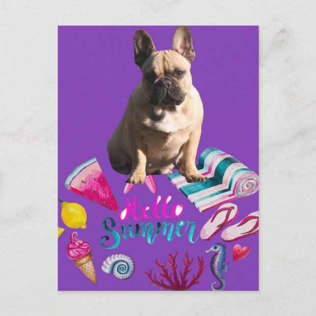 French Bulldog Happy Summer French Bulldog Postcard (Front)