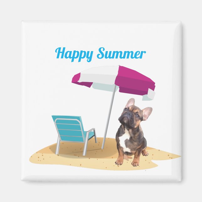 French Bulldog happy Summer Magnet (Front)