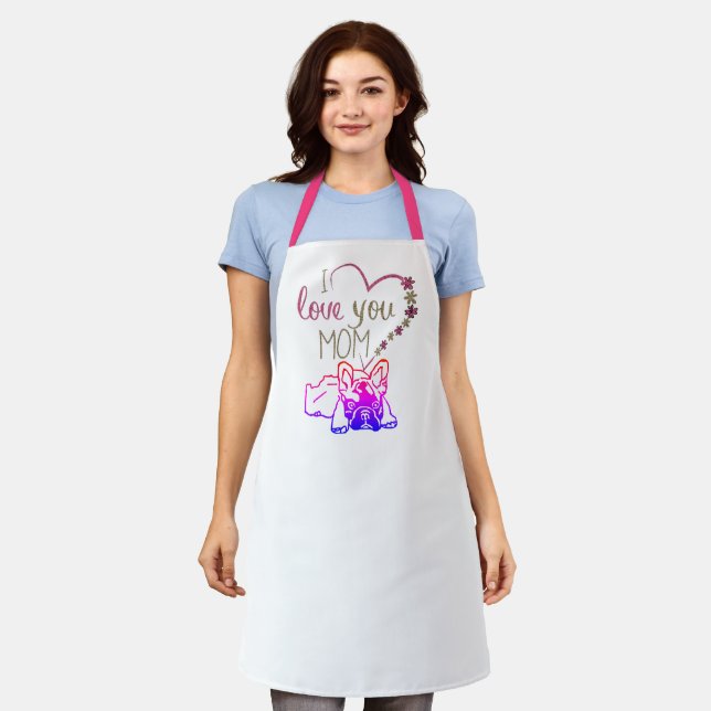 French Bulldog Heart French Bulldog Apron (Worn)