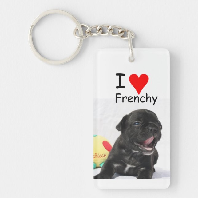 French Bulldog Heart French Bulldog Keychain (Front)