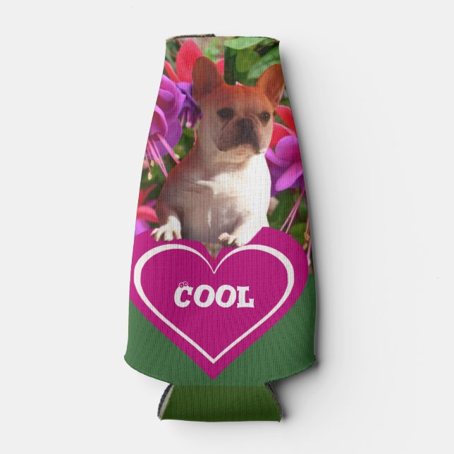 French Bulldog Heart French Bulldog Mother Bottle Cooler (Front)