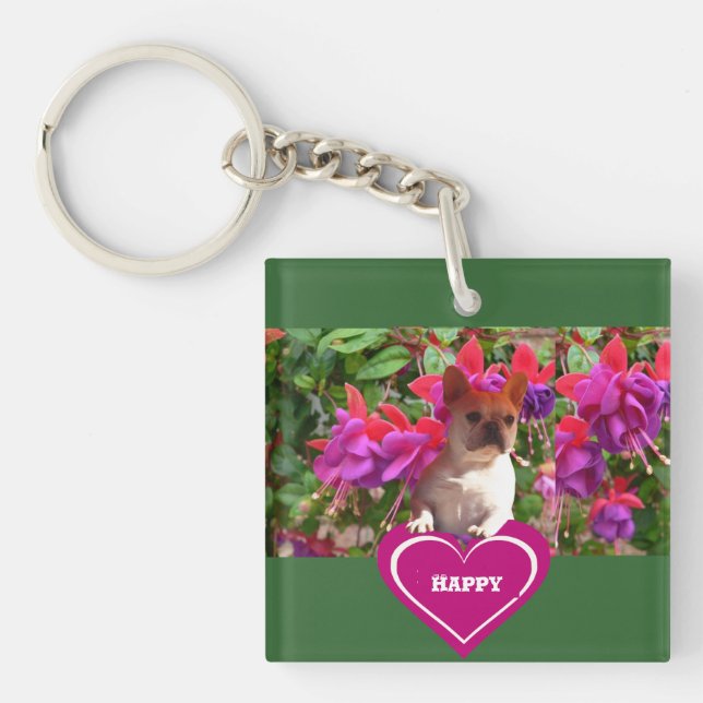 French Bulldog Heart French Bulldog Mother Keychain (Front)