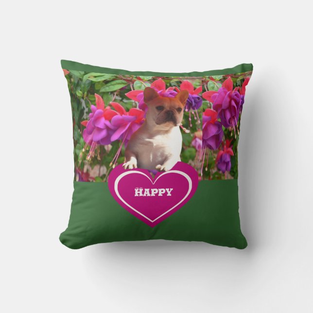 French Bulldog Heart French Bulldog Mother Throw Pillow (Front)