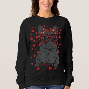 French Bulldog Heart Glasses Valentine Day Frenchi Sweatshirt