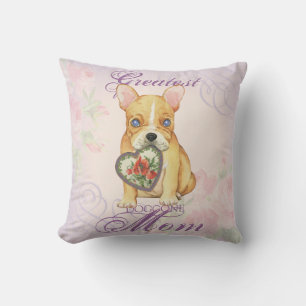 French Bulldog Heart Mom Throw Pillow