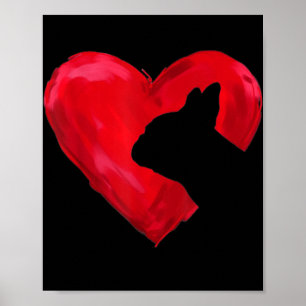 French Bulldog Heart Silhouette Valentines Day Dog Poster