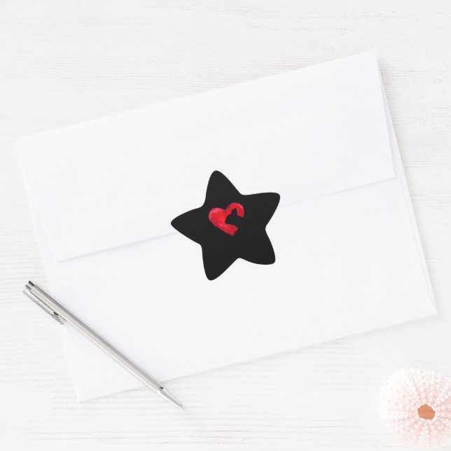 French Bulldog Heart Silhouette Valentines Day Dog Star Sticker (Envelope)