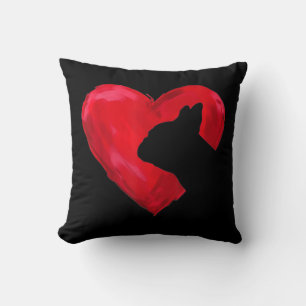French Bulldog Heart Silhouette Valentines Day Dog Throw Pillow